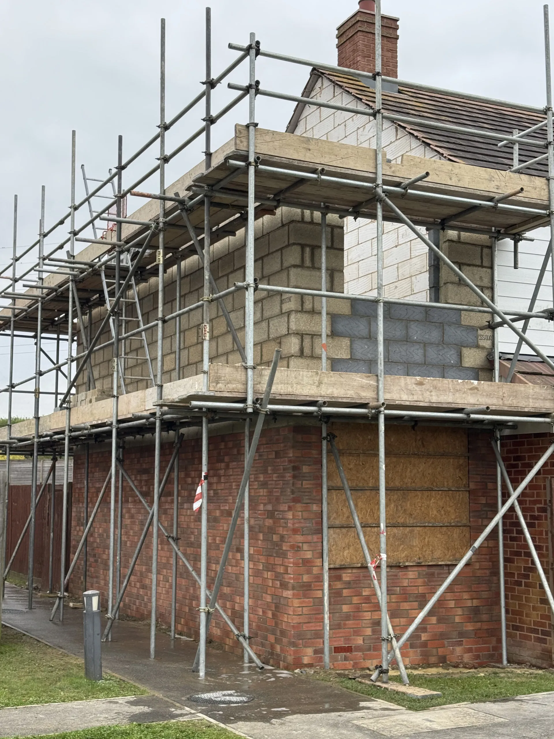 Two-storey extension structure complete