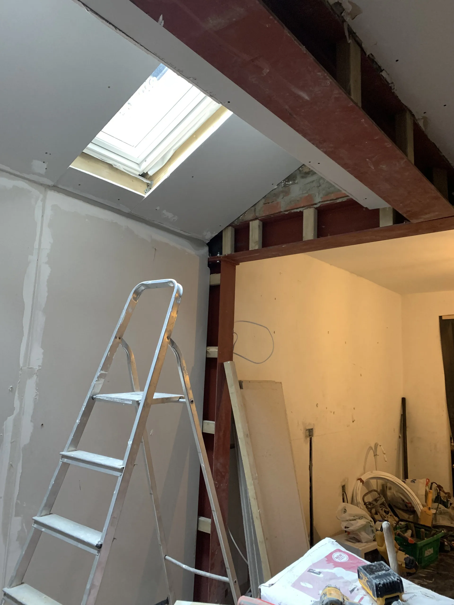 Extension interior during the build